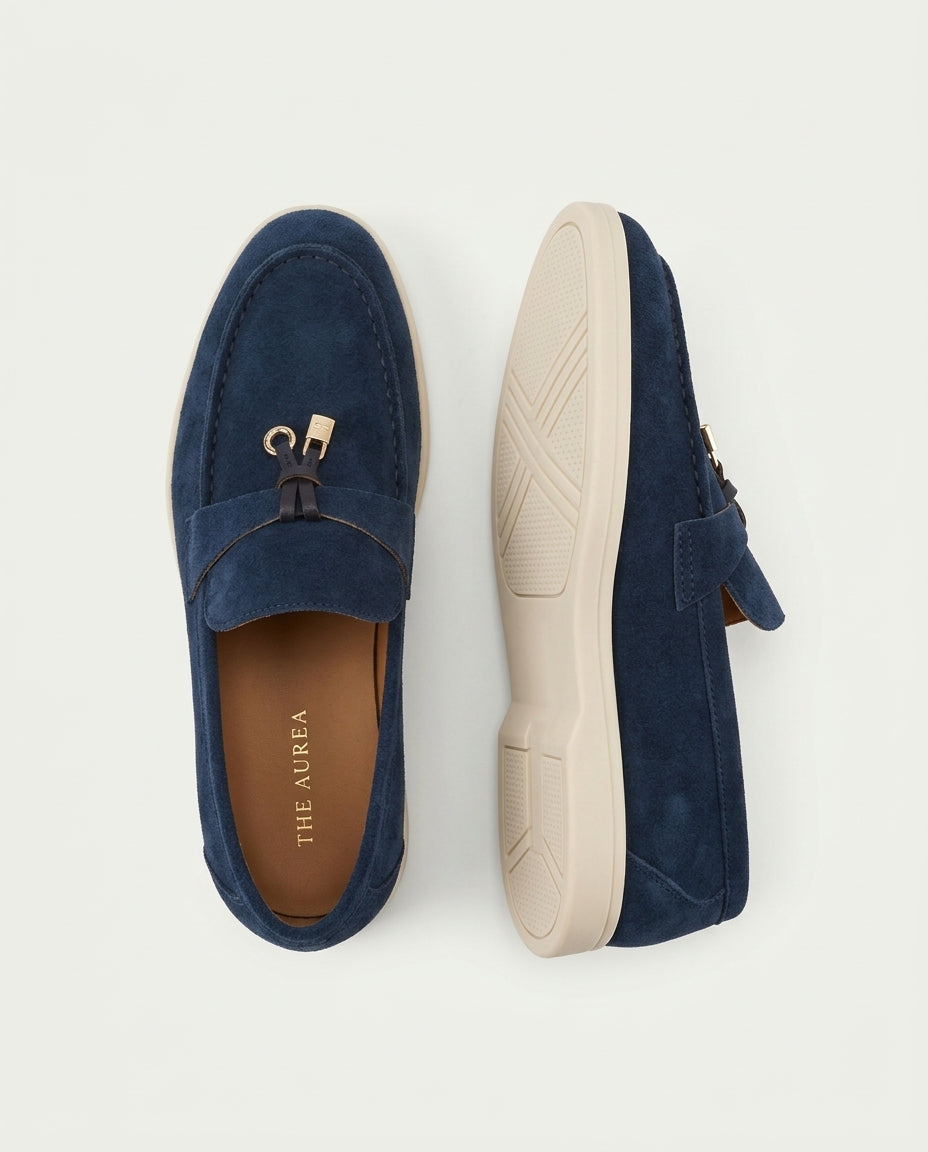 Suede Lady Loafers - Marine Blue