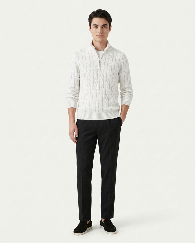 Vienna Zipped Sweater - White