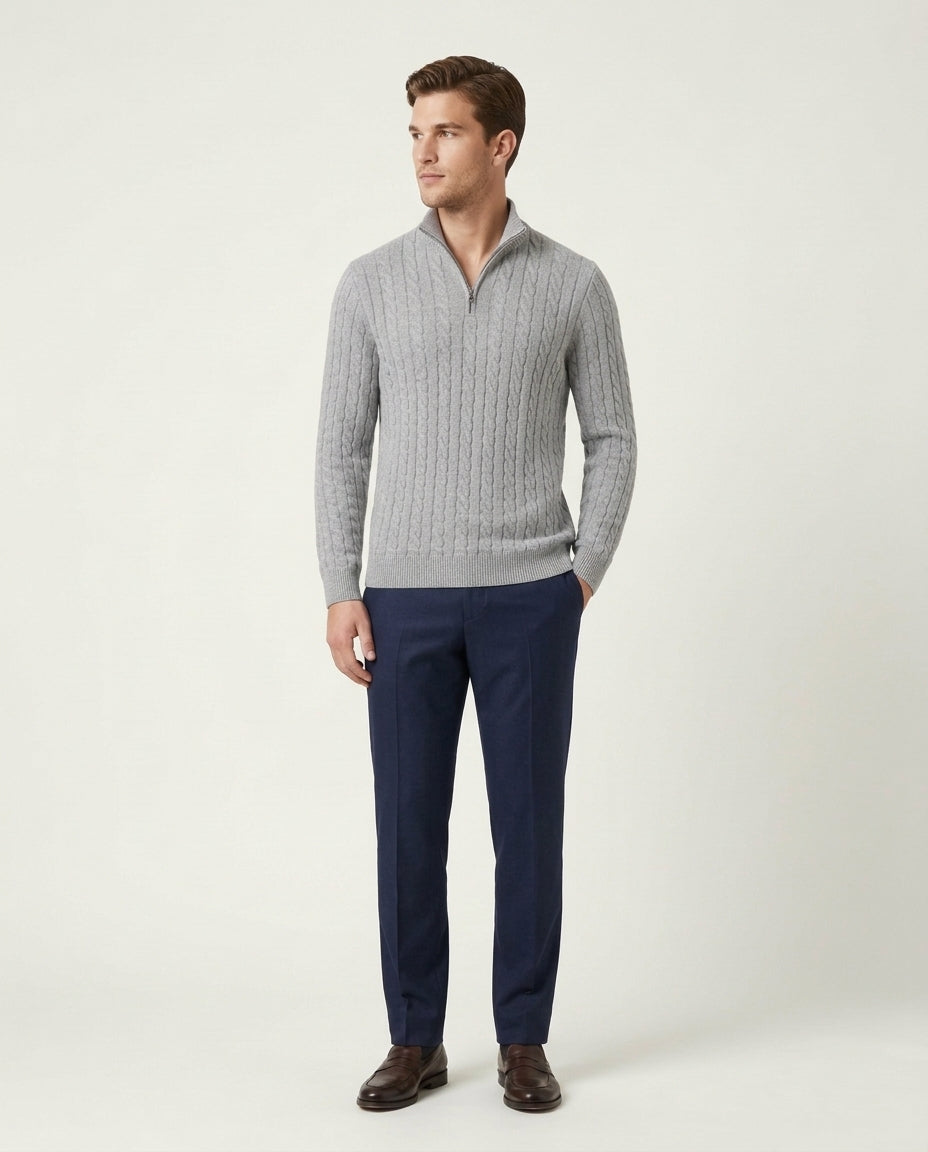 Vienna Zipped Sweater - Grey