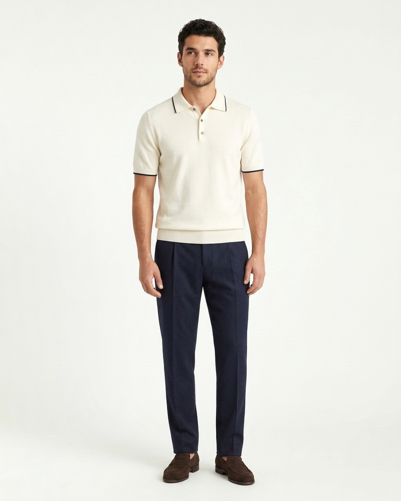 Florence Wool Knit Polo - White