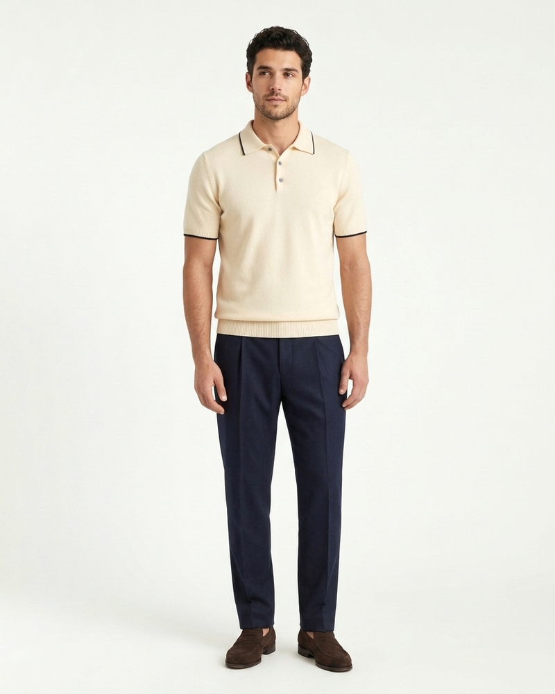 Florence Wool Knit Polo - Beige