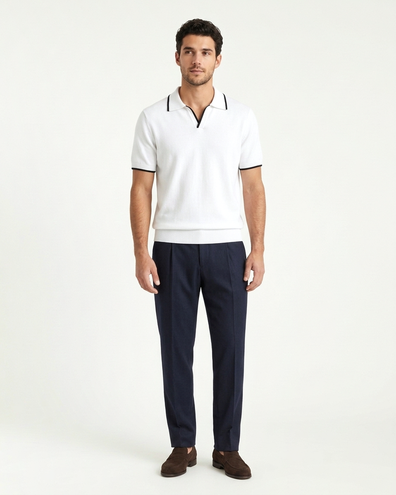 Rome Knitted Polo - White