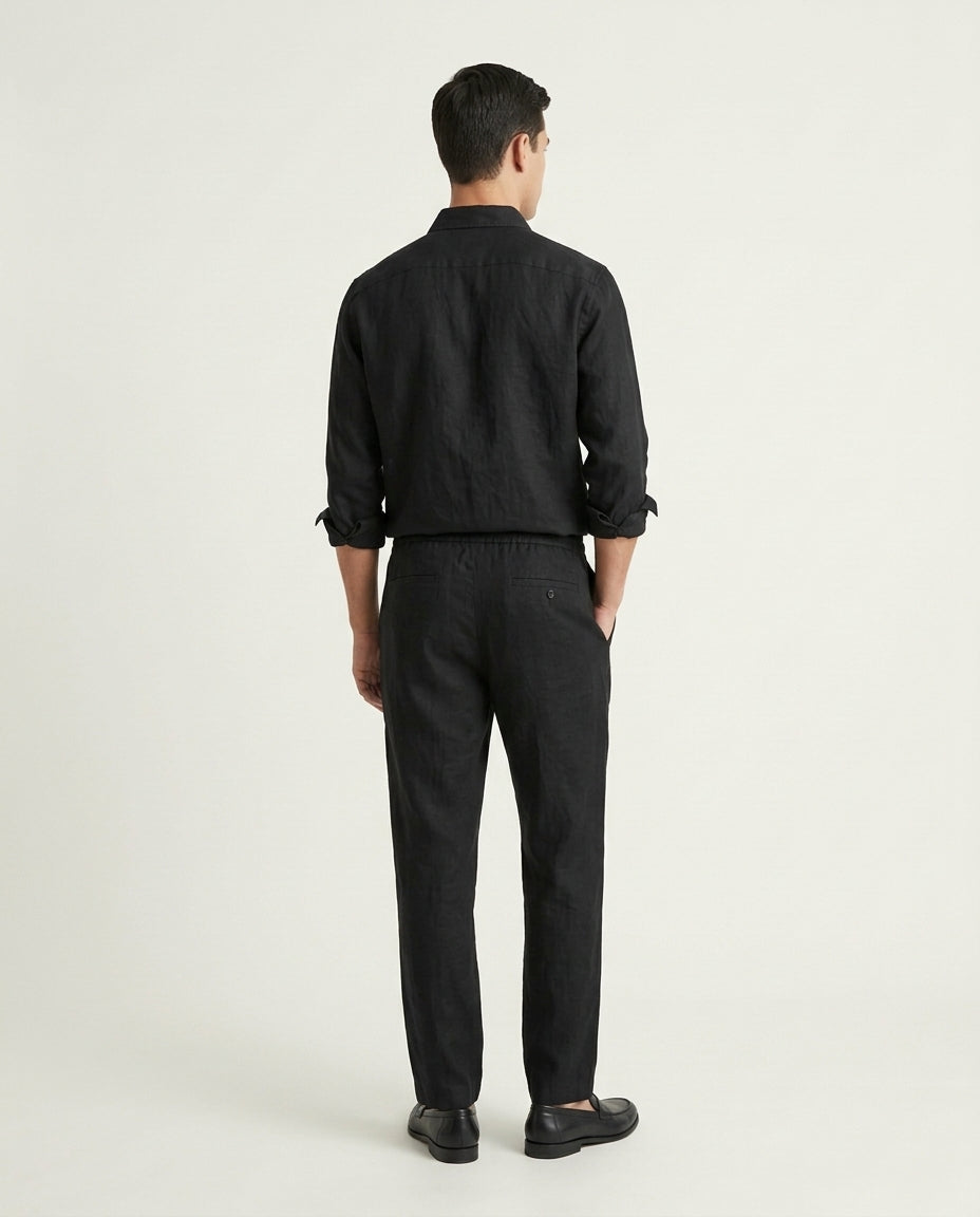 Naples Linen Set Long Sleeve Black/Black