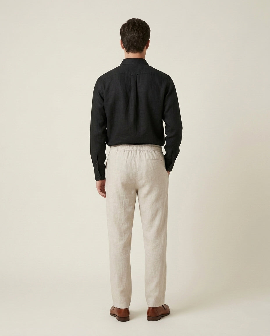 Naples Linen Set Long Sleeve Black/Beige