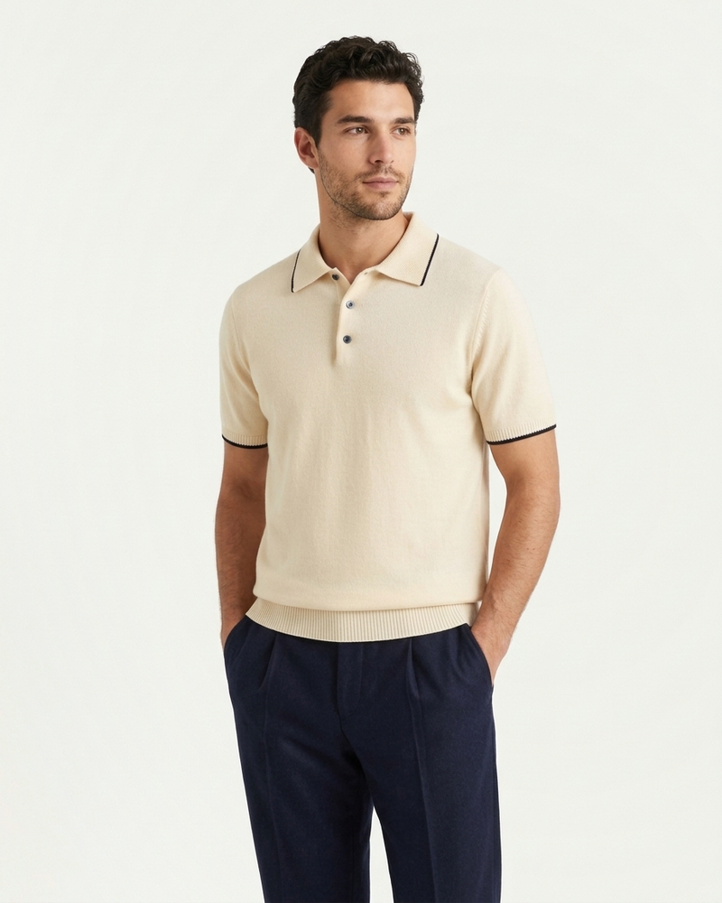 Florence Wool Knit Polo - Beige