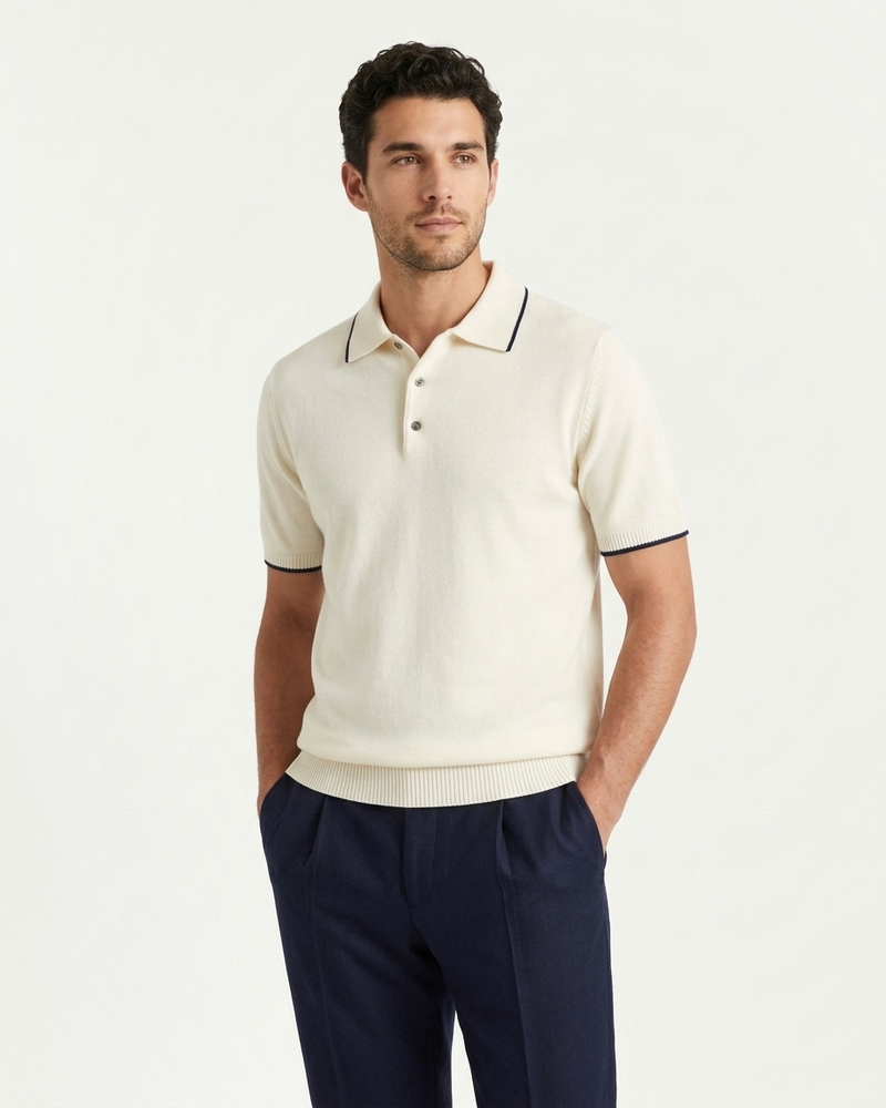 Florence Wool Knit Polo - White