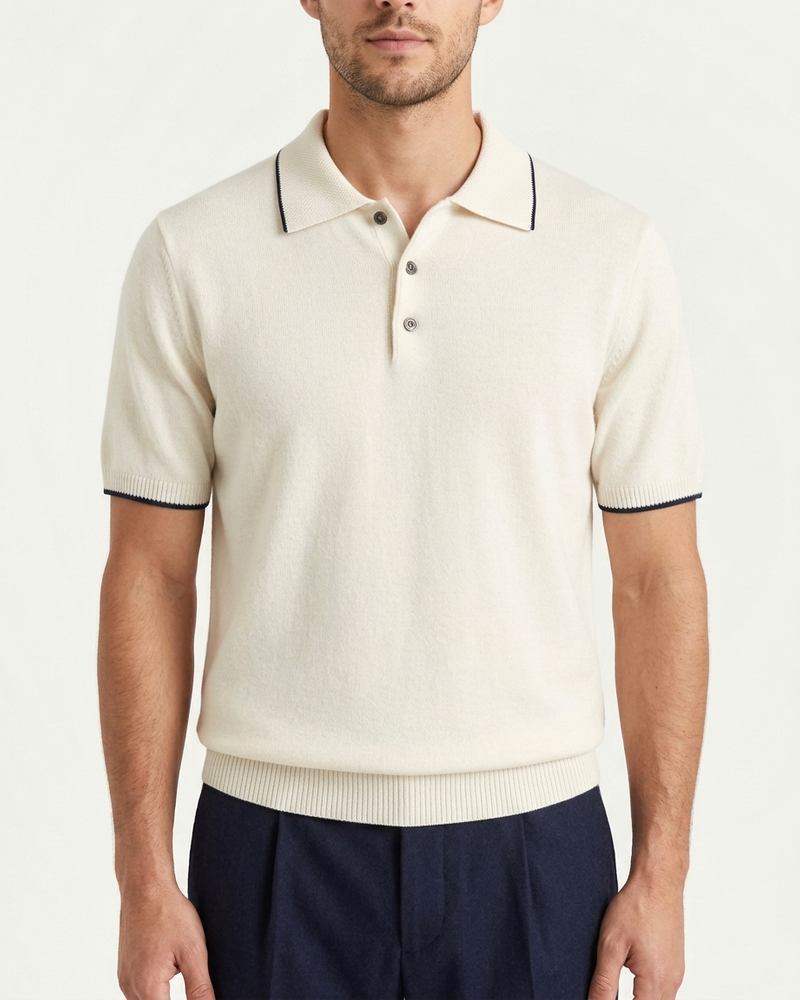 Florence Wool Knit Polo - White