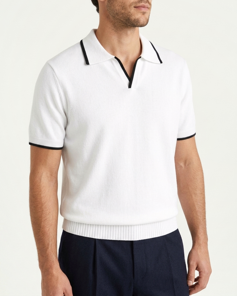 Rome Knitted Polo - White