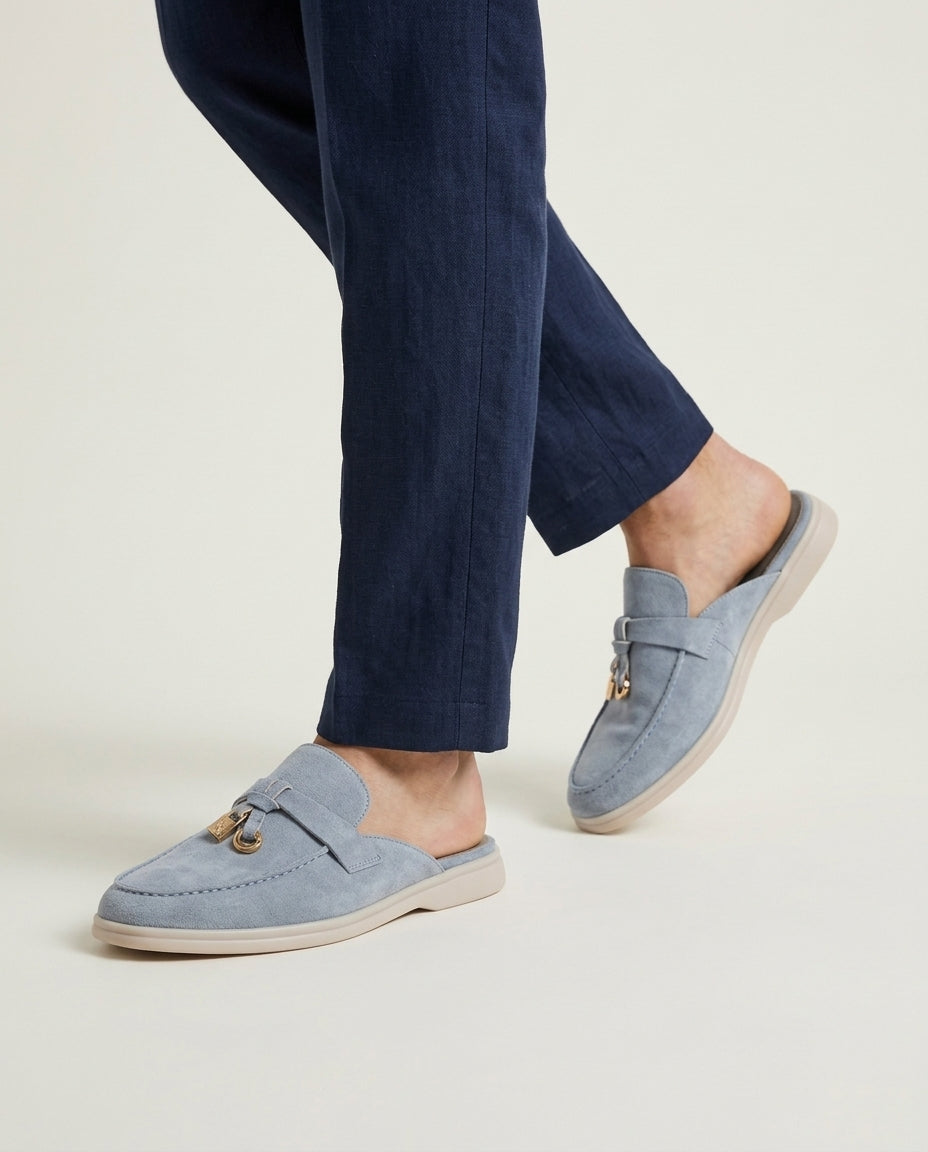 Sky Blue Suède Mediterranean Mule