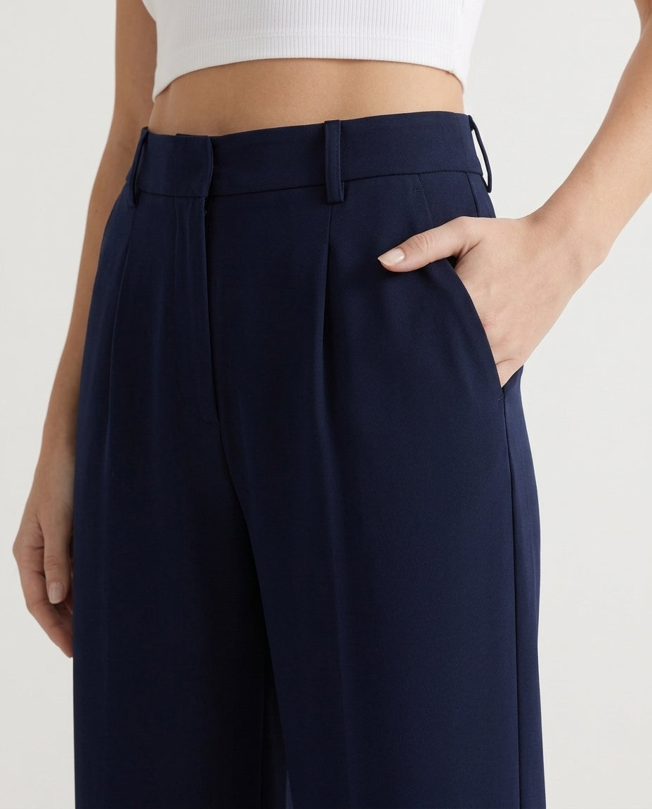 Vienna Wide-Leg Trousers - Navy