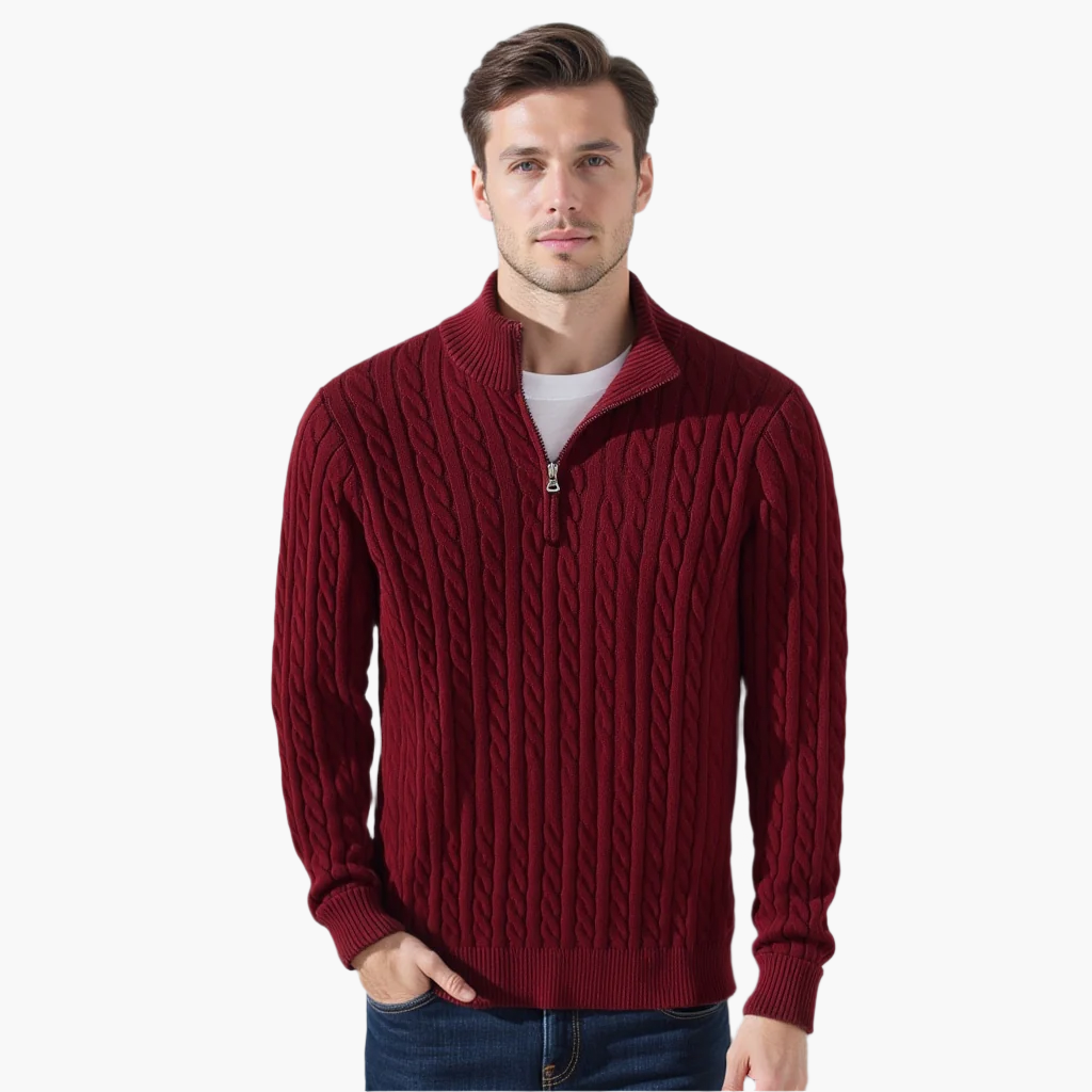 Vienna Zipped Sweater - Burgundy