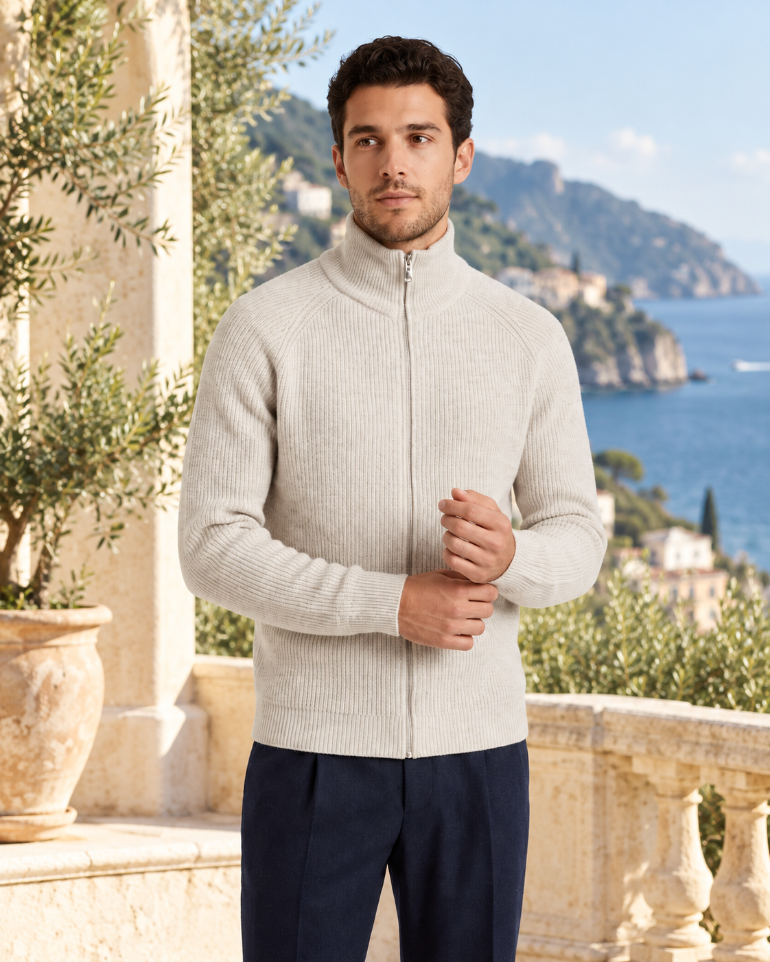 Amalfi Zipper Vest - White