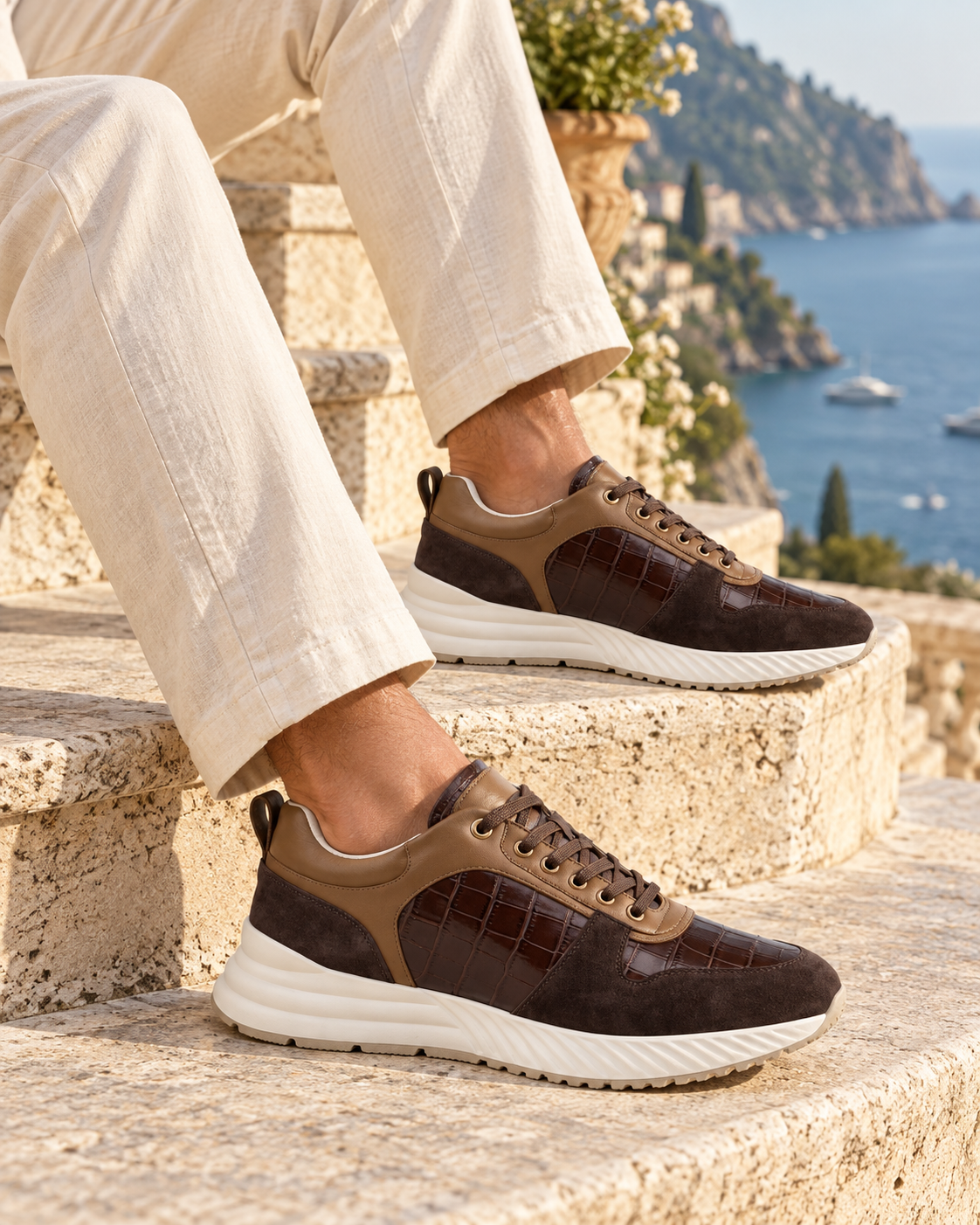 Croco Milano Sneaker - Espresso