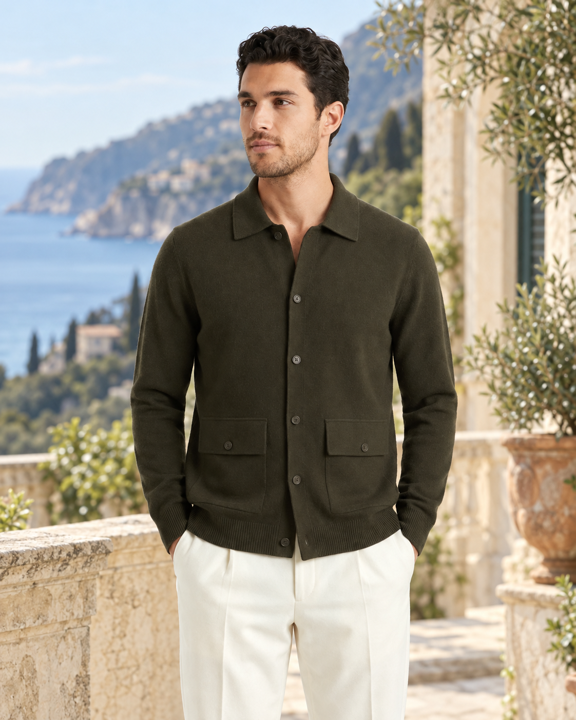 Lisbon Wool Cardigan - Olive