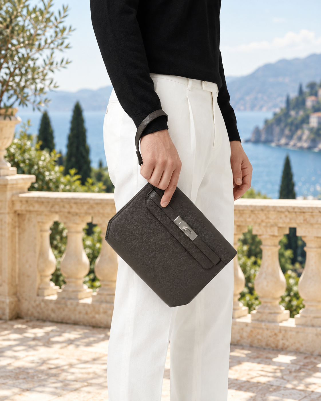 Paris Leather Pochette - Black