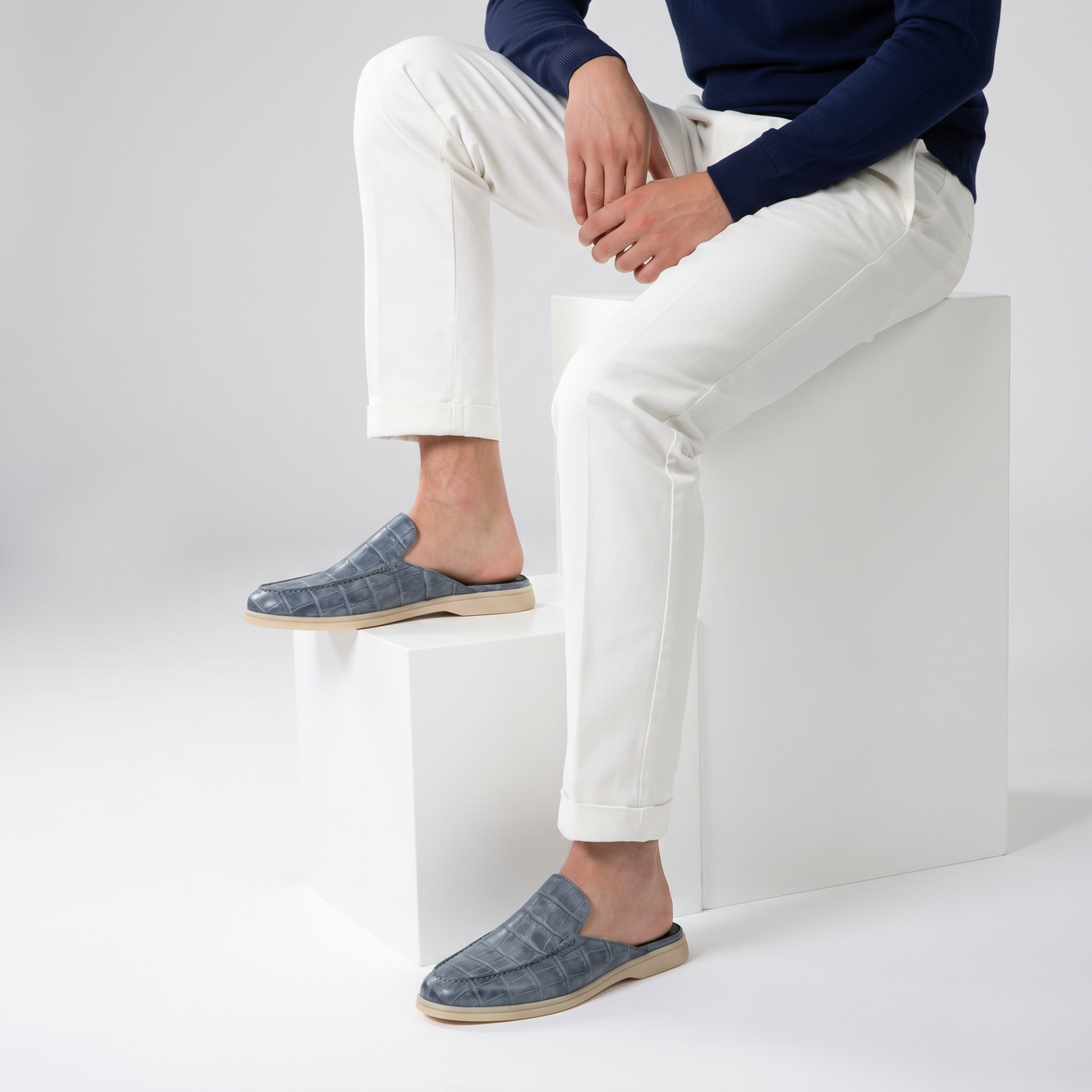 Slate Blue Croco Mule Yacht | LIMITED EDITION