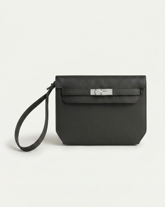 Paris Leather Pochette - Black