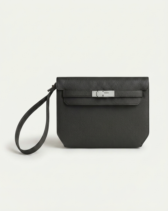 Paris Leather Pochette - Black
