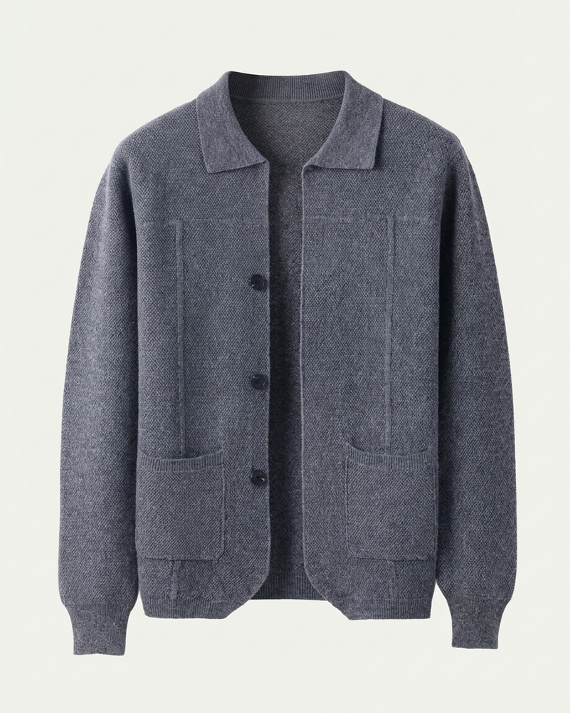 Naples Wool Button Overshirt - Grey