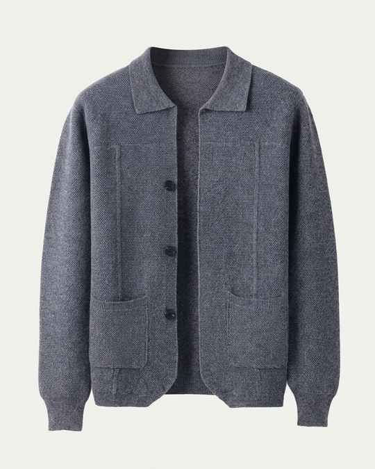 Naples Wool Button Overshirt - Grey