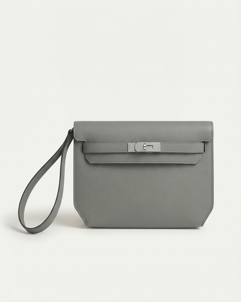 Paris Leather Pochette - Grey