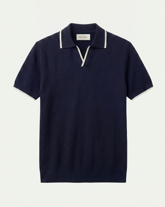 Rome Knitted Polo - Navy