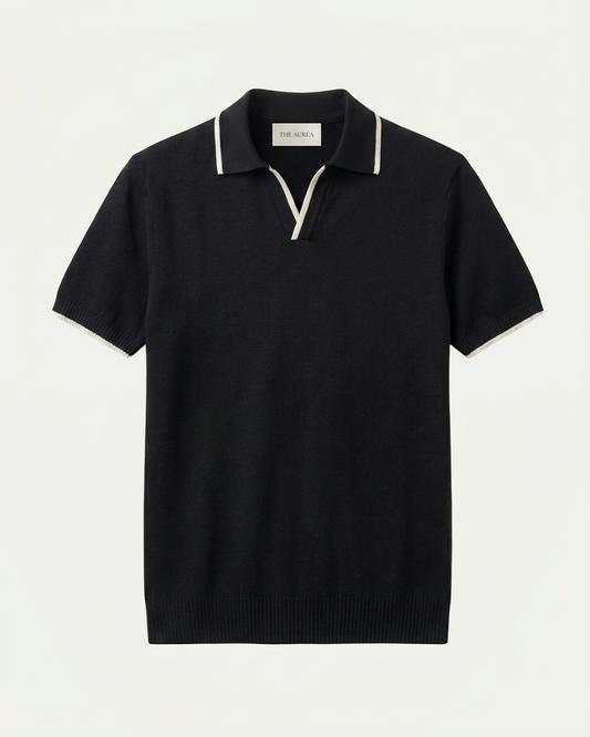Rome Knitted Polo - Black