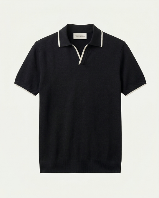 Rome Knitted Polo - Black