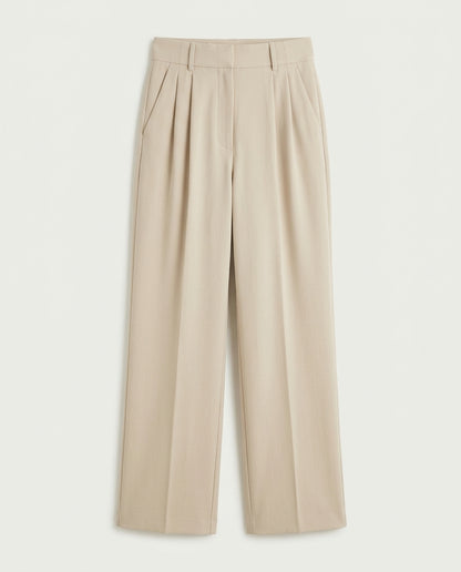 Vienna Wide-Leg Trousers - Beige