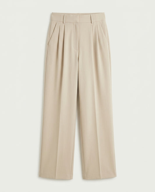 Vienna Wide-Leg Trousers - Beige