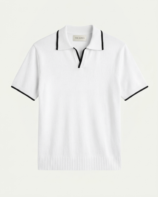Rome Knitted Polo - White