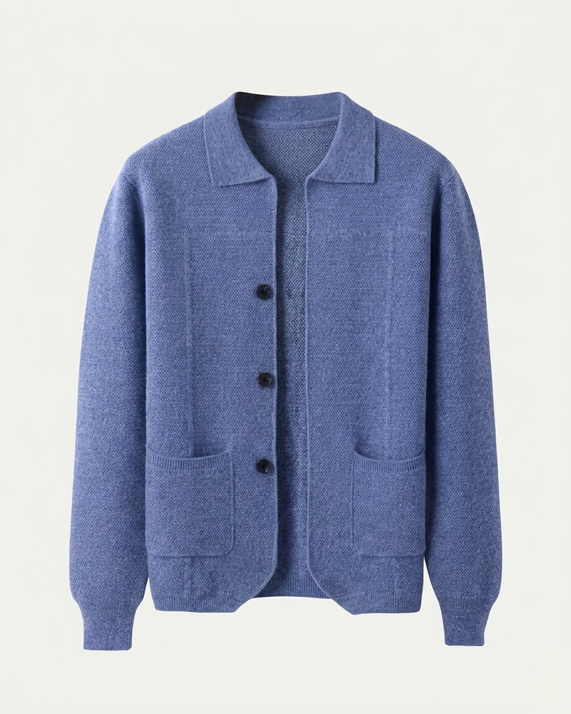 Naples Wool Button Overshirt - Sea Blue