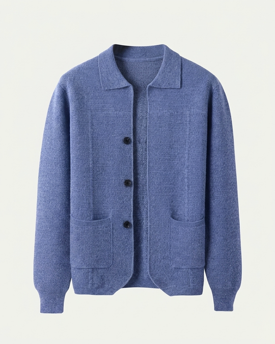 Naples Wool Button Overshirt - Sea Blue