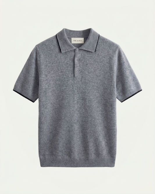 Florence Wool Knit Polo - Grey