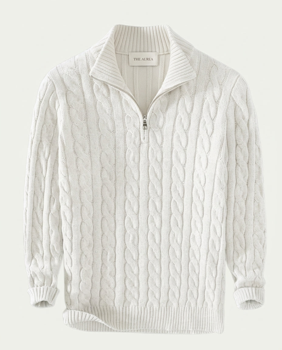 Vienna Zipped Sweater - White