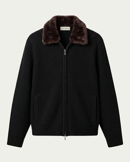 Prague Fur Collar Cardigan - Black