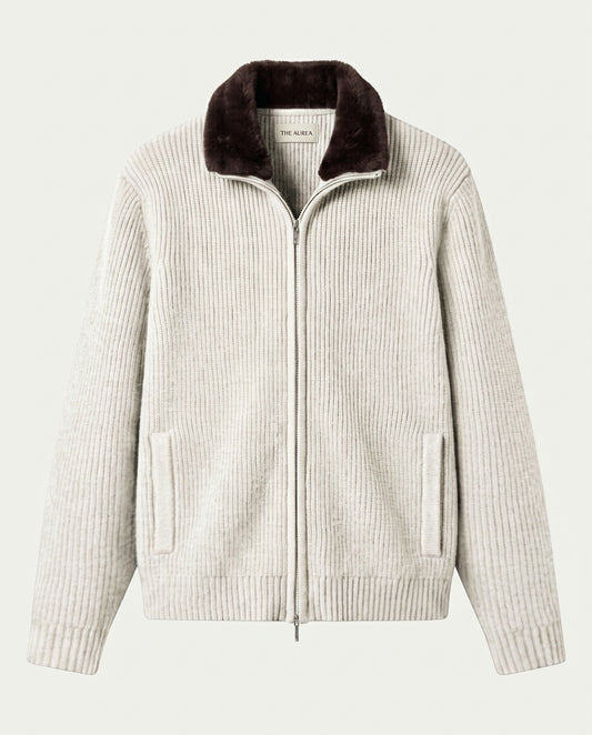 Prague Fur Collar Cardigan - Off-White