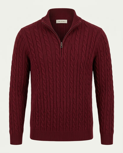Vienna Zipped Sweater - Burgundy