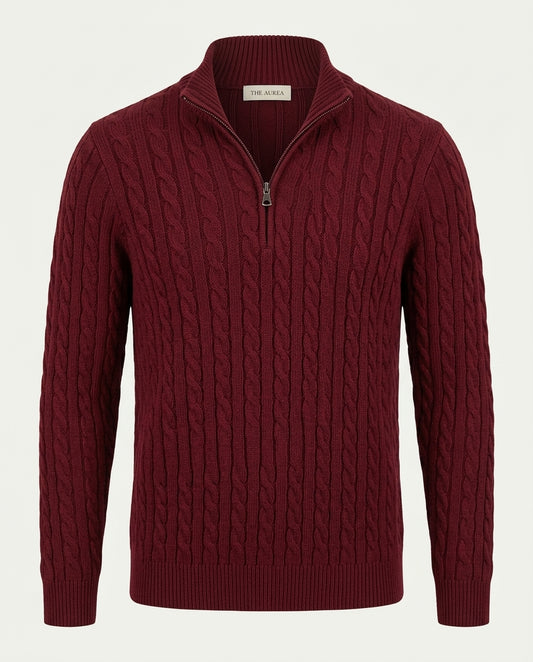 Vienna Zipped Sweater - Burgundy