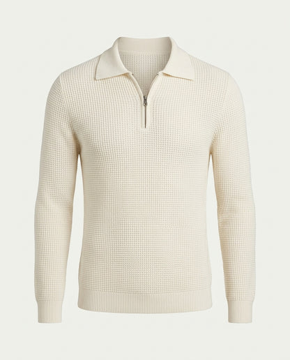 Paris Zipped Sweater - White