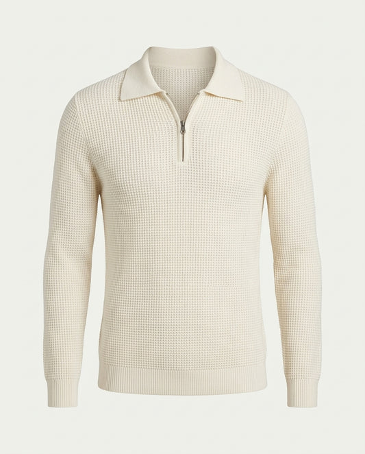 Paris Zipped Sweater - White