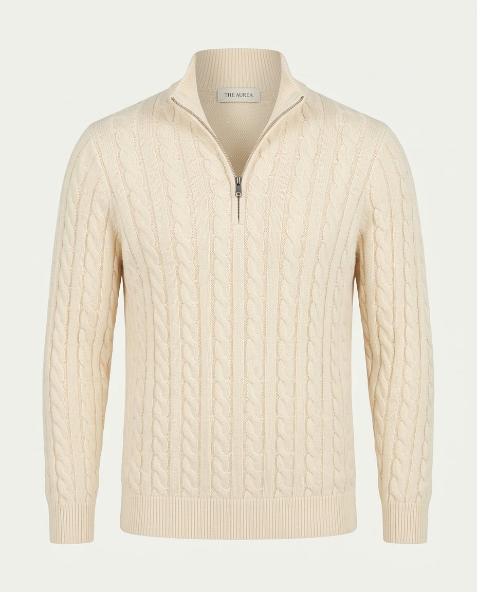 Vienna Zipped Sweater - Beige