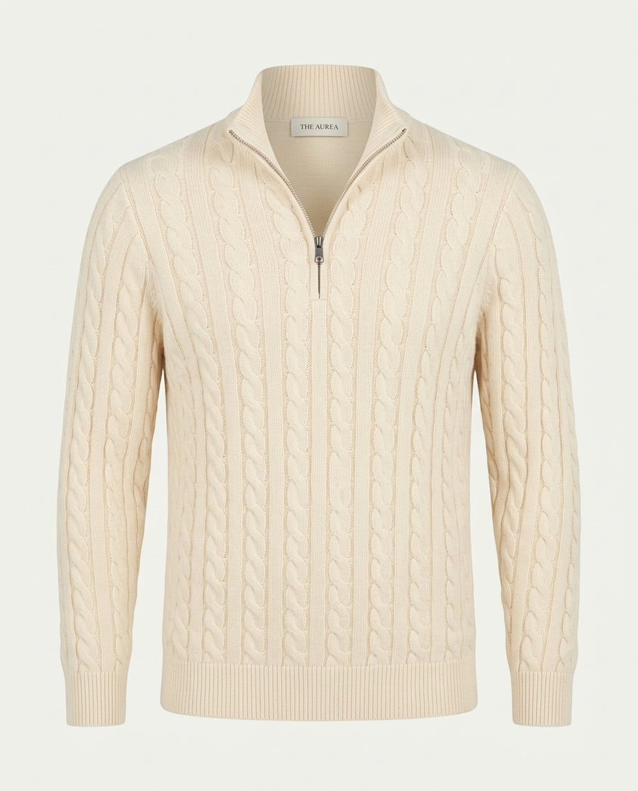 Vienna Zipped Sweater - Beige