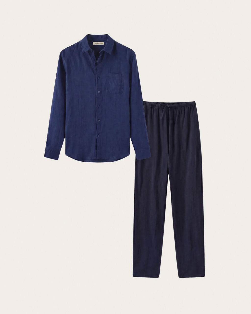 Florence Linen Set Long Sleeve Navy