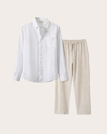 Naples Linen Set Long Sleeve White/Beige