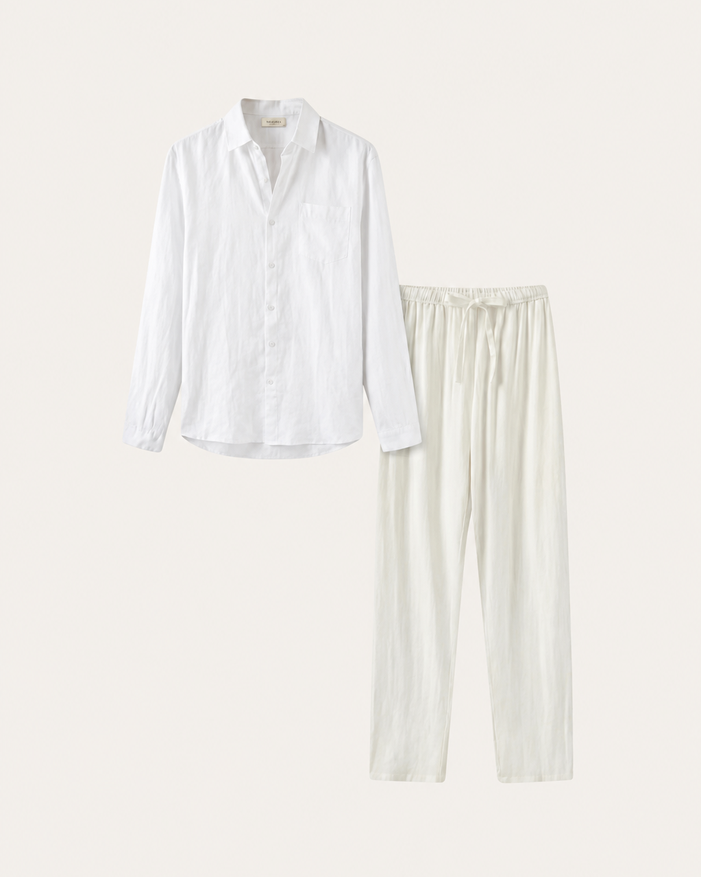 Florence Linen Set Long Sleeve White