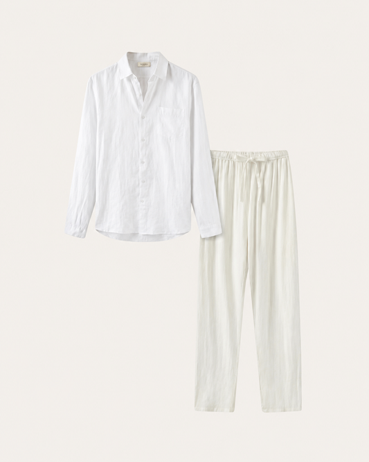Florence Linen Set Long Sleeve White