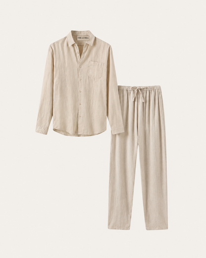 Florence Linen Set Long Sleeve Beige