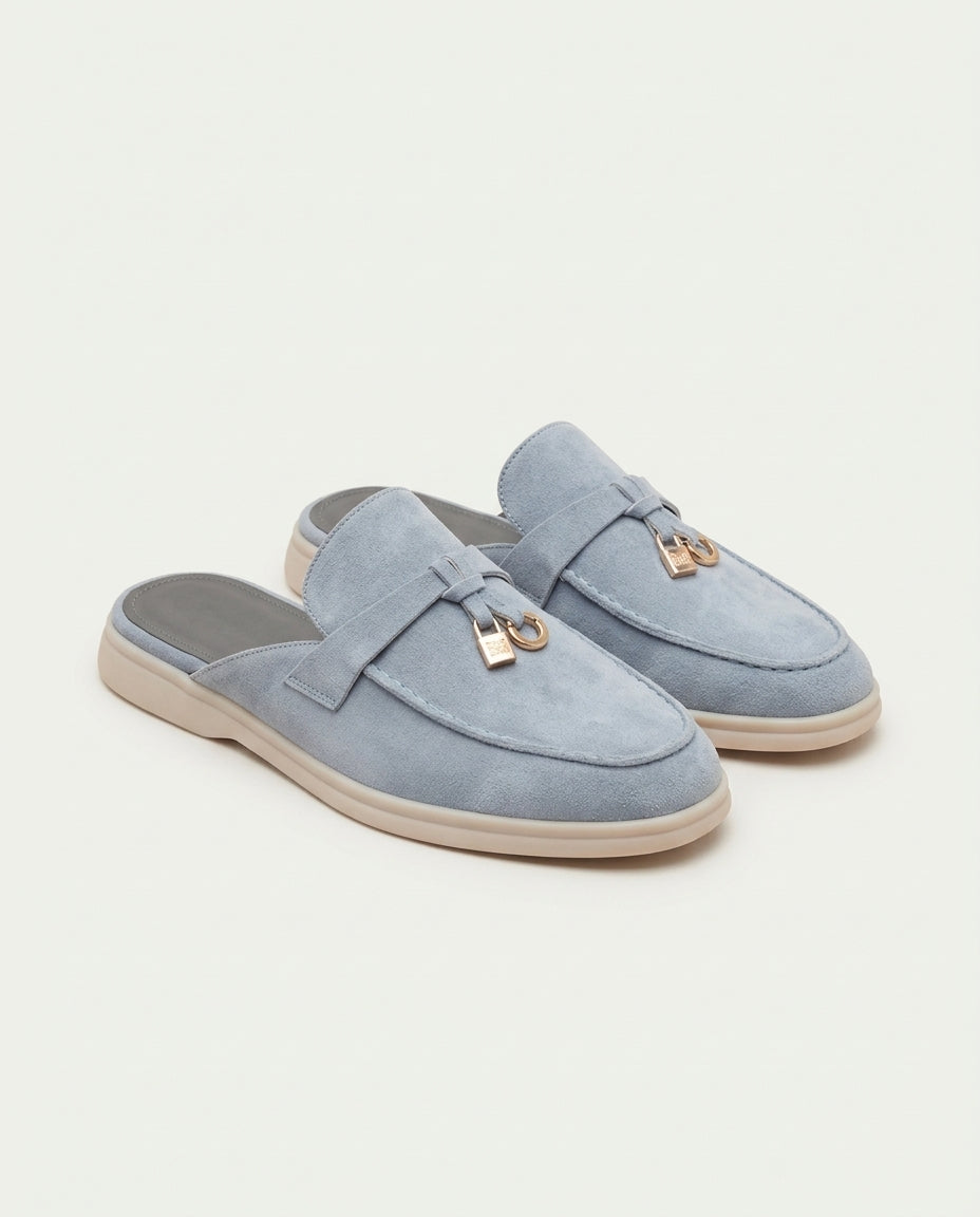 Sky Blue Suède Mediterranean Mule
