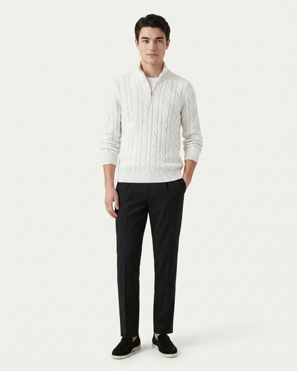 Vienna Zipped Sweater - White
